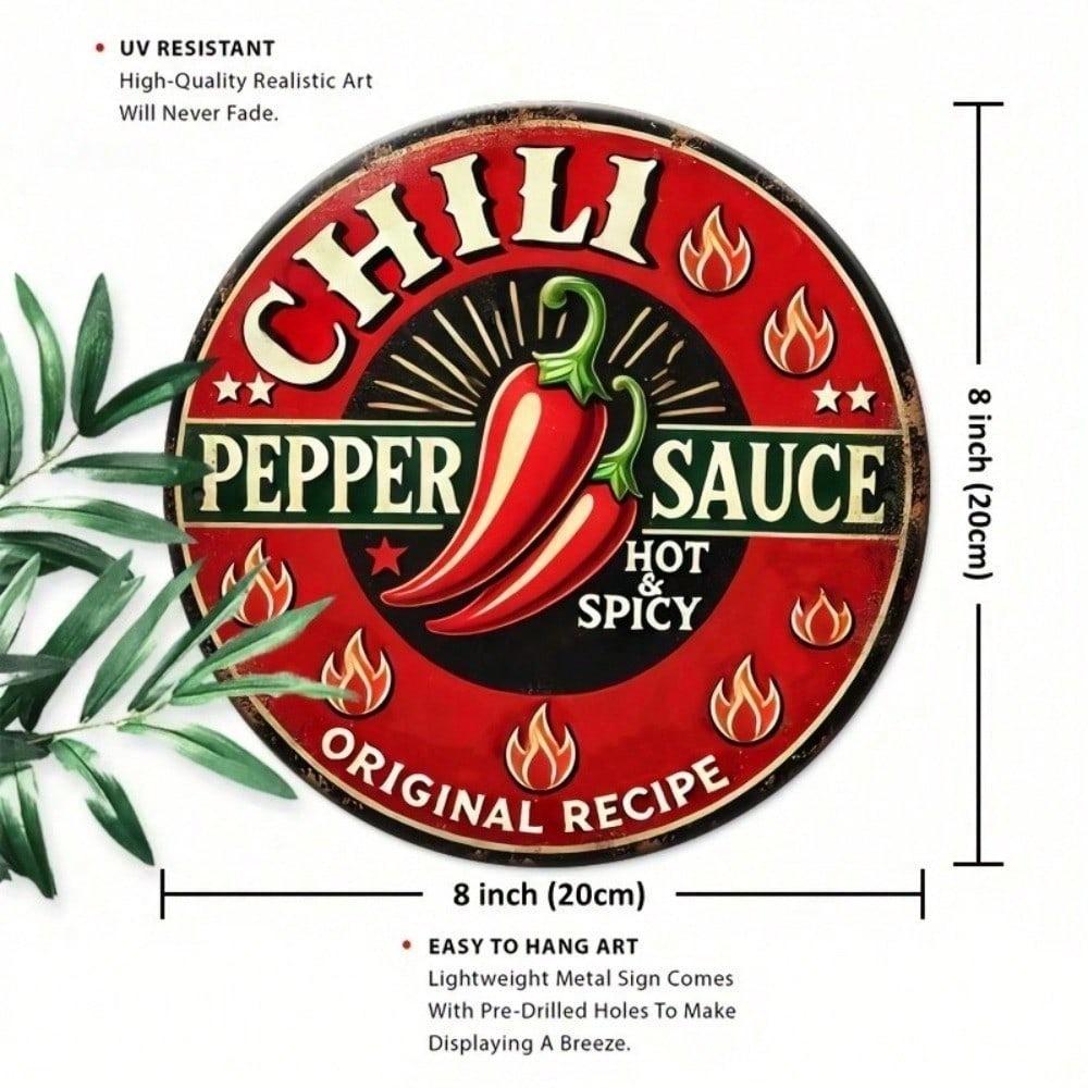 Retro Spicy Chili Pepper Metal Tin Sign 8x8 Inch Vintage Wall Art For Kitchen Diner Home Bar Man Cave Pub Cafe Decor