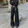 Herren Streetwear Dunkel gewaschene Baggy Weite Beine Jeanshose