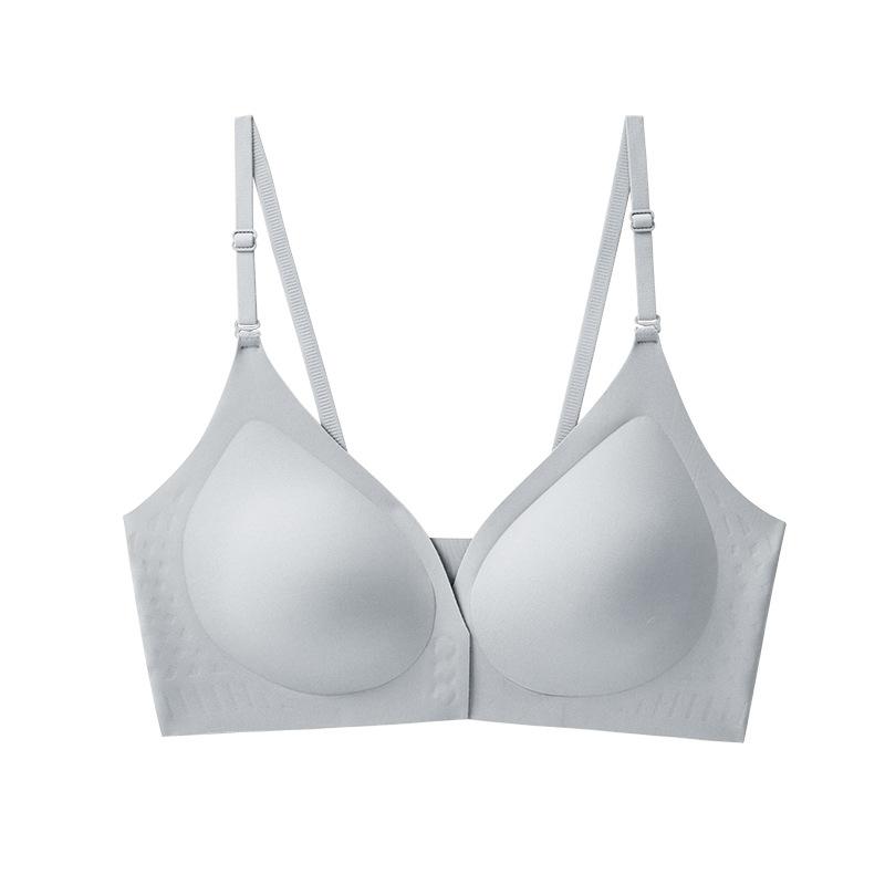 Front opening buckle gathering seamless U-shaped 1D tailoring round non-sensory soft support heightening flank bra closing breasts