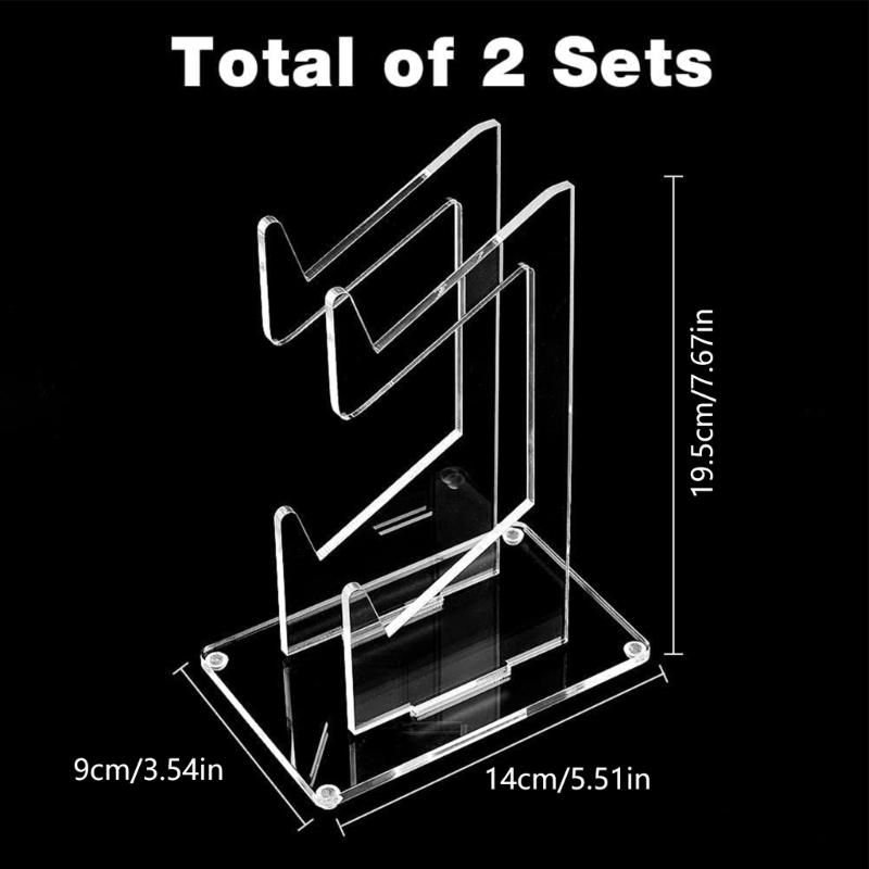 Clear Acrylic Gaming Controller Stand Small Vertical Storage Smooth Surfaces Holds 2 Controllers Universal Fit for Game