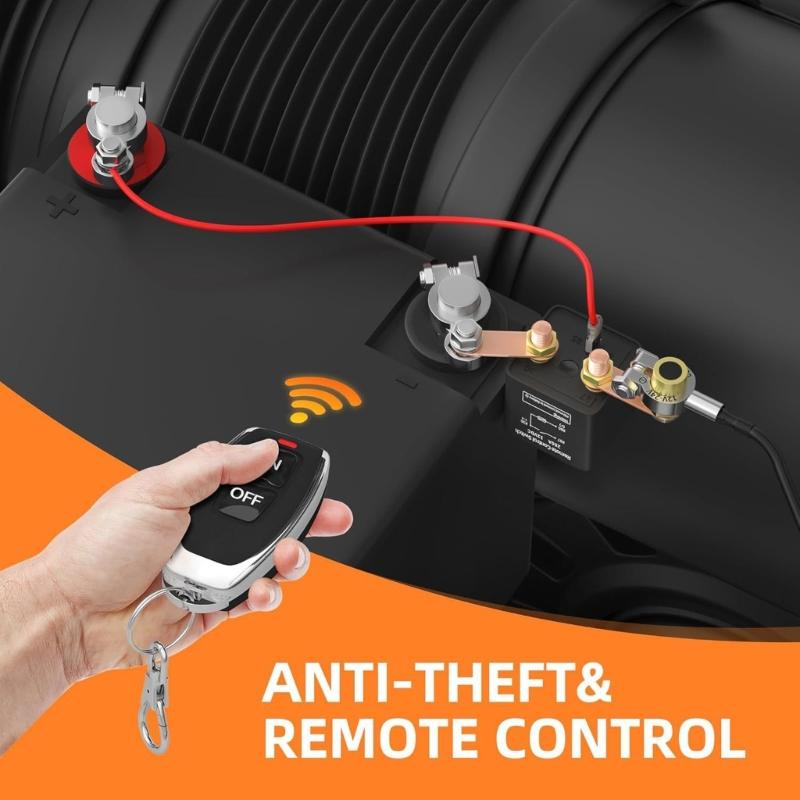 Remote Control Battery Disconnect Switches with LED Voltage Indicator and Auto Shutoff Protection for Cars Trucks and Boats