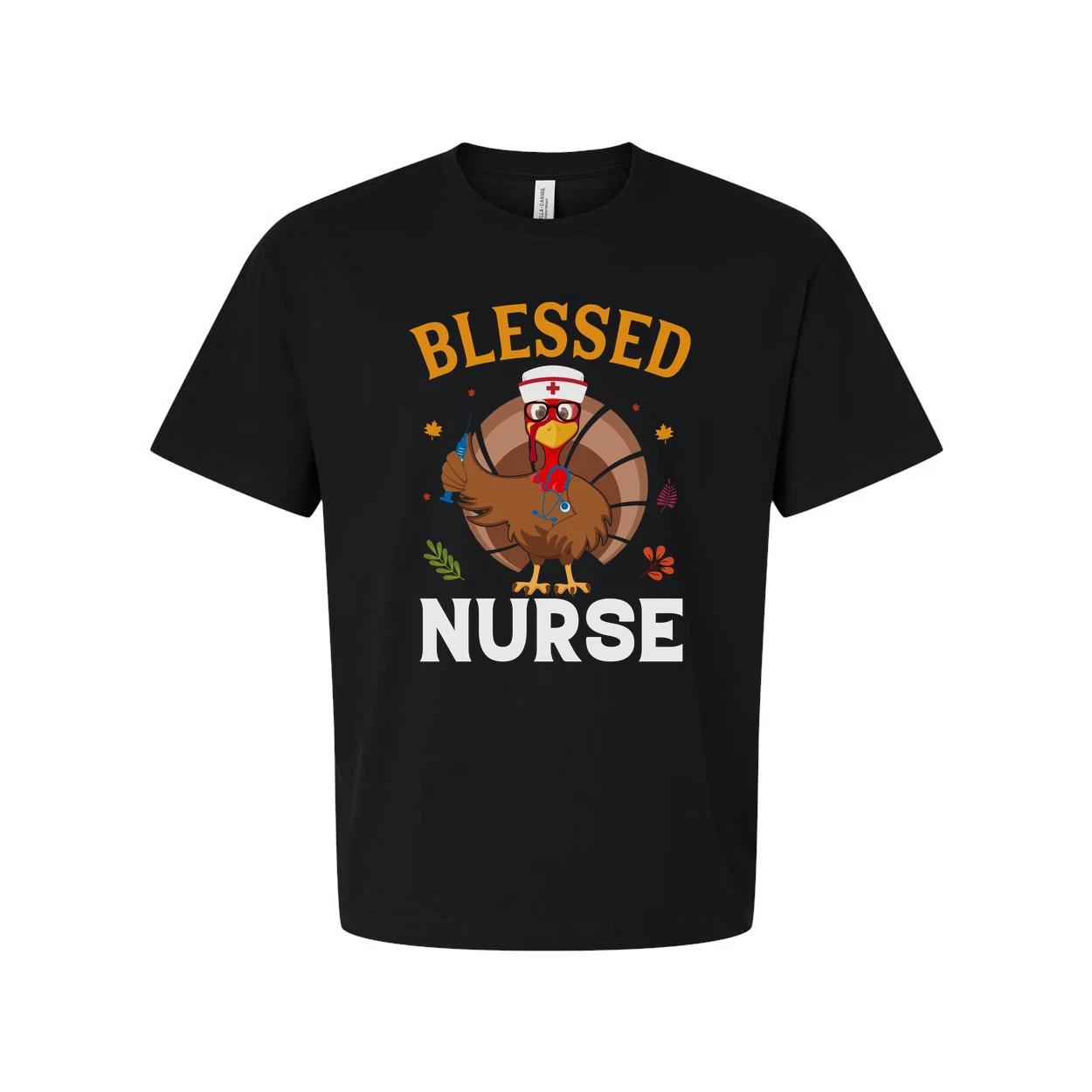 

Blessed Nurse Unisex T Shirt With Turkey Nurse Illustration In Nurse Cap Design L