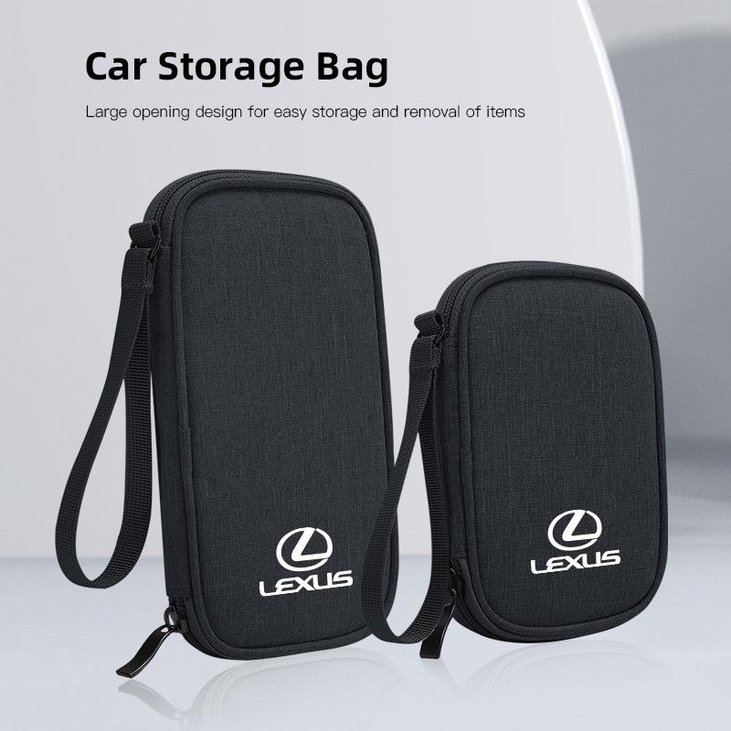 AIS1 Car Storage Bag Travel Zipper Bag Data Cable Headphone Storage Box For Lexus GS IS LS500h ES260 ES300h RX350h NX260 UX260 LM LC