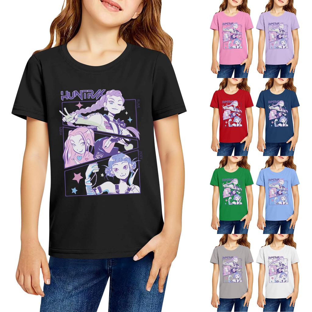 Модная рабочая одежда с короткими рукавами и круглым вырезом, топы с принтом для детских летних топов