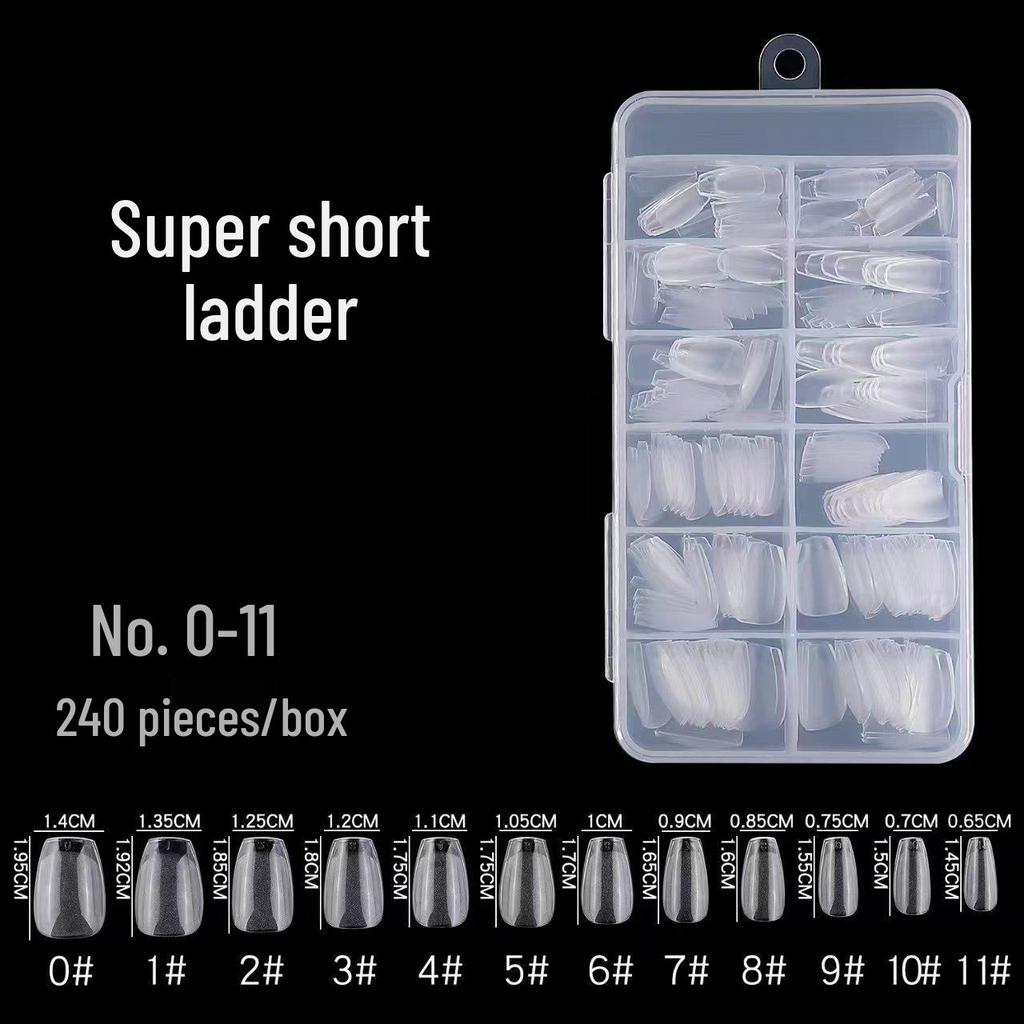 Ultra-Short Trapezoid Almond Nail Tips - Dual-Use, Full & Half Cover, Ultra-Thin, Seamless Design