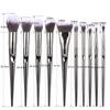 10 Wet and Wild Series Makeup Brush Set, Tapered Finger Print Handle Brush, Eye Brush Makeup