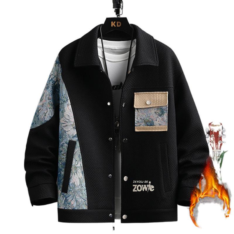 

Куртка мужская хлопковая утолщенная сращивание свободная повседневная куртка с лацканами 3XL