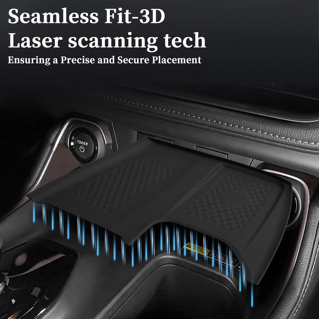 Wireless Charging Anti-Slip Mat Fit For 2024 2025 2026 Toyota Grand Highlander, Silicone Waterproof & Stain-Resistant Car Center Console Phone