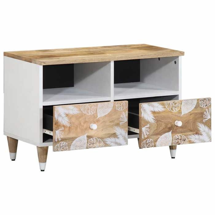 VidaXL Meuble TV 70x33,5x46 cm bois massif de manguier, banc TV, meuble hifi, centre de divertissement, buffet TV, meuble 4018665