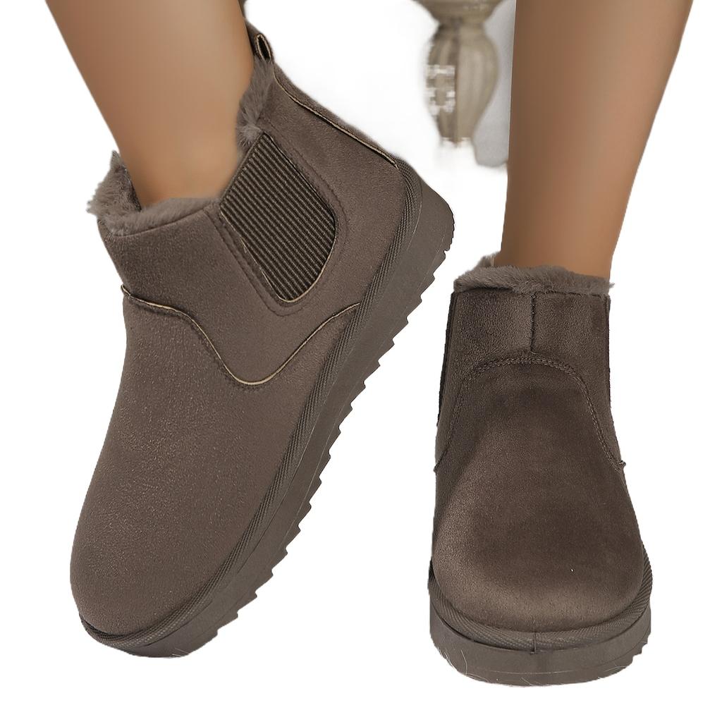 2024 Winter Women Short Plush Warm Snow Boots Casual Shoes New Suede Fur Chelsea Ankle Boots Flats Platform Ladies Shoes Botas