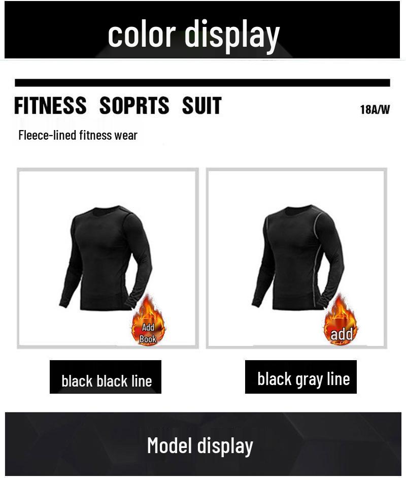 Men's Autumn/Winter Fleece-Lined Quick-Dry Long-Sleeve Running Shirt