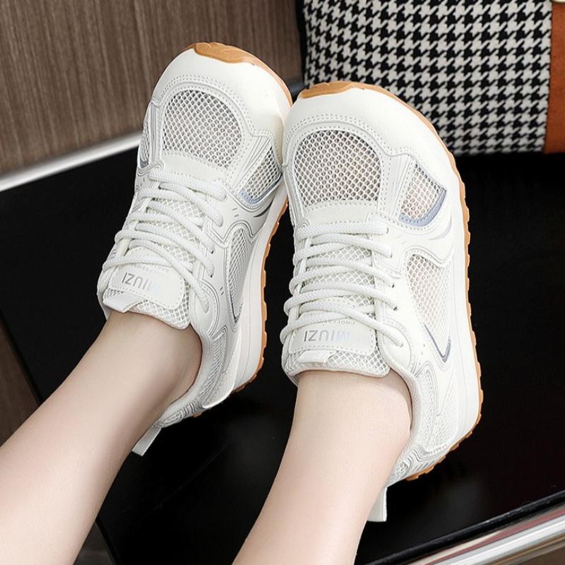 2025 Designer Retro Women's Shoes Summer Mesh Breathable Sneakers Outdoor Breathable Height Increasing Platform Shoes Zapatillas
