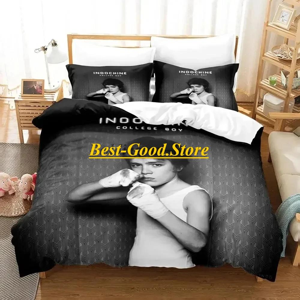 Logo Indochine Rock Bedding Set Duvet Cover Sheet Printed Bed Set Pillowcase Bed Full Queen King Size Comforter Bedroom