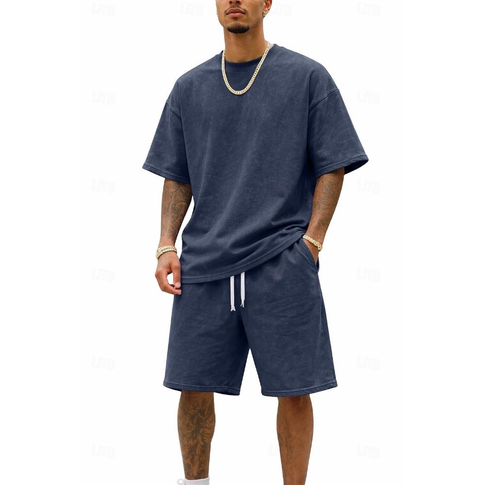 Men's T-shirt set, sports suit, shorts T-shirt set, casual two-piece set, daily wear