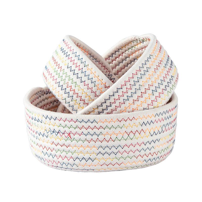 Cotton Ecofriendly Storage Basket With Multiuse Organizer For Home Office And Vanity