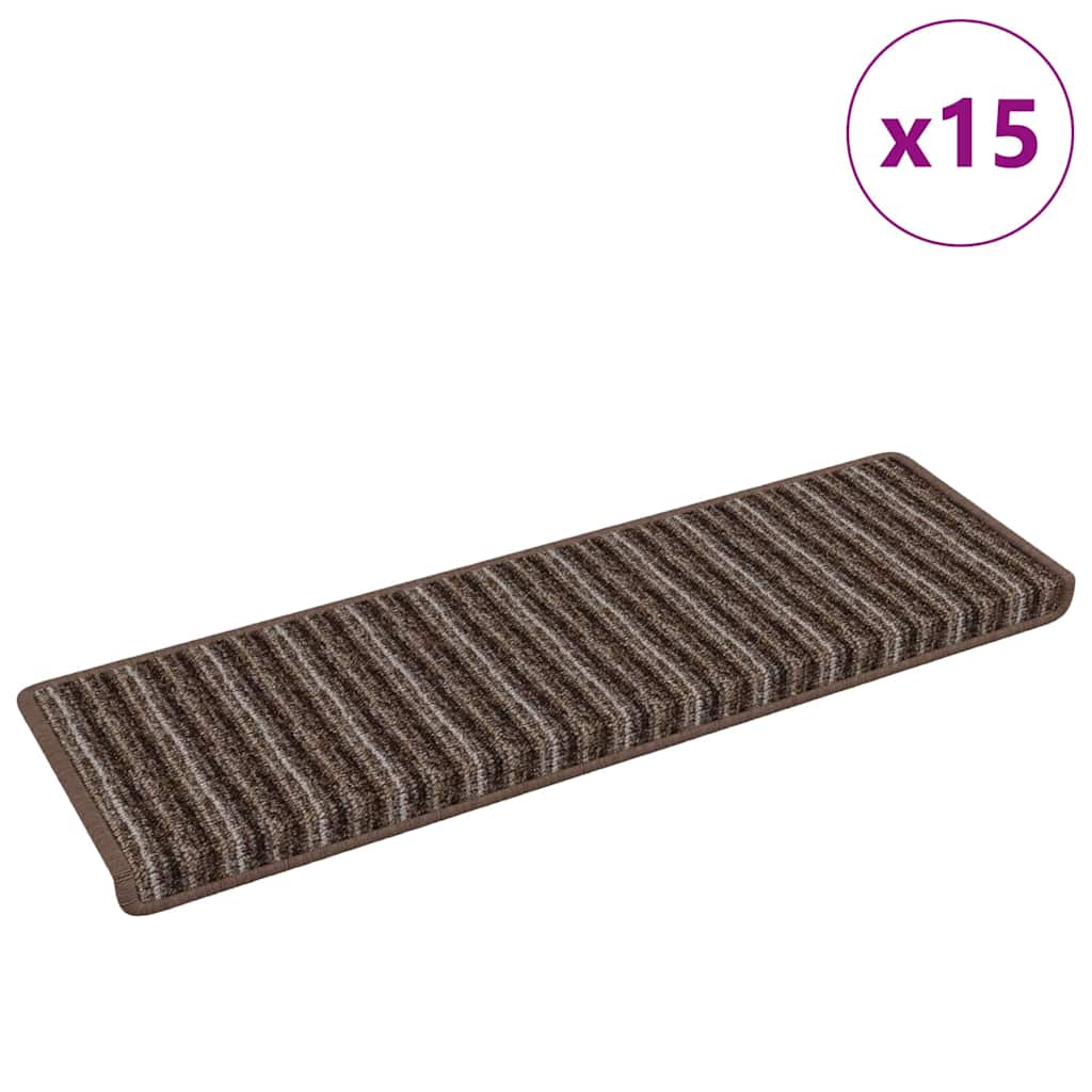 Self Adhesive Stair Treads 15 pcs Brown 65 x 21 x 4 cm