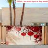 2D Watercolor Style Red Lantern Plum Blossom Tapestry Backdrop for Home