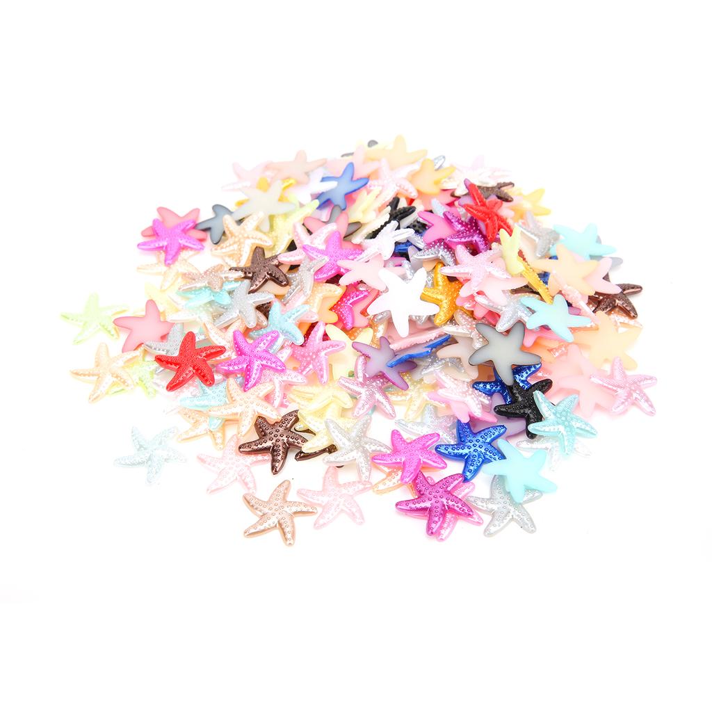 200pcs Resin Charm Starfish Shape Imitation Pearl Sticker Mobile Phone Decoration Material