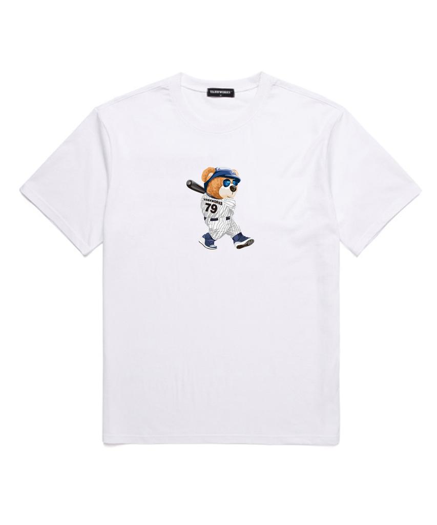 VANNWORKS Baseball Baer Oversized Short Sleeve T-Shirt (Vndts218) White