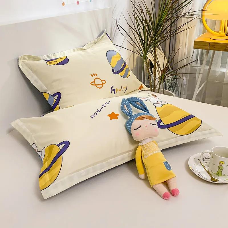 

Двухсекционная хлопковая наволочка с милым мультяшным принтом, наволочка для спальни, двойная наволочка