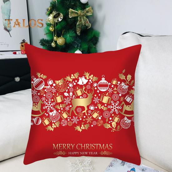 45x45CM Christmas Square Pillow Case Red Elk Snowflake Bell Stocking Star Zipper Reusable Sofa Bedroom Decoration Pillow Cushion Cover Party Supplies