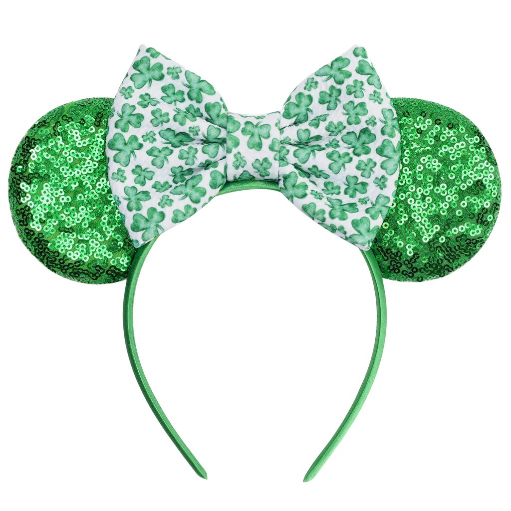Mode St. Patrick Glitzer Mausohren Stirnband Mädchen Pailletten Haarschleife Festival Haarband Party DIY Haaraccessoires Mujer