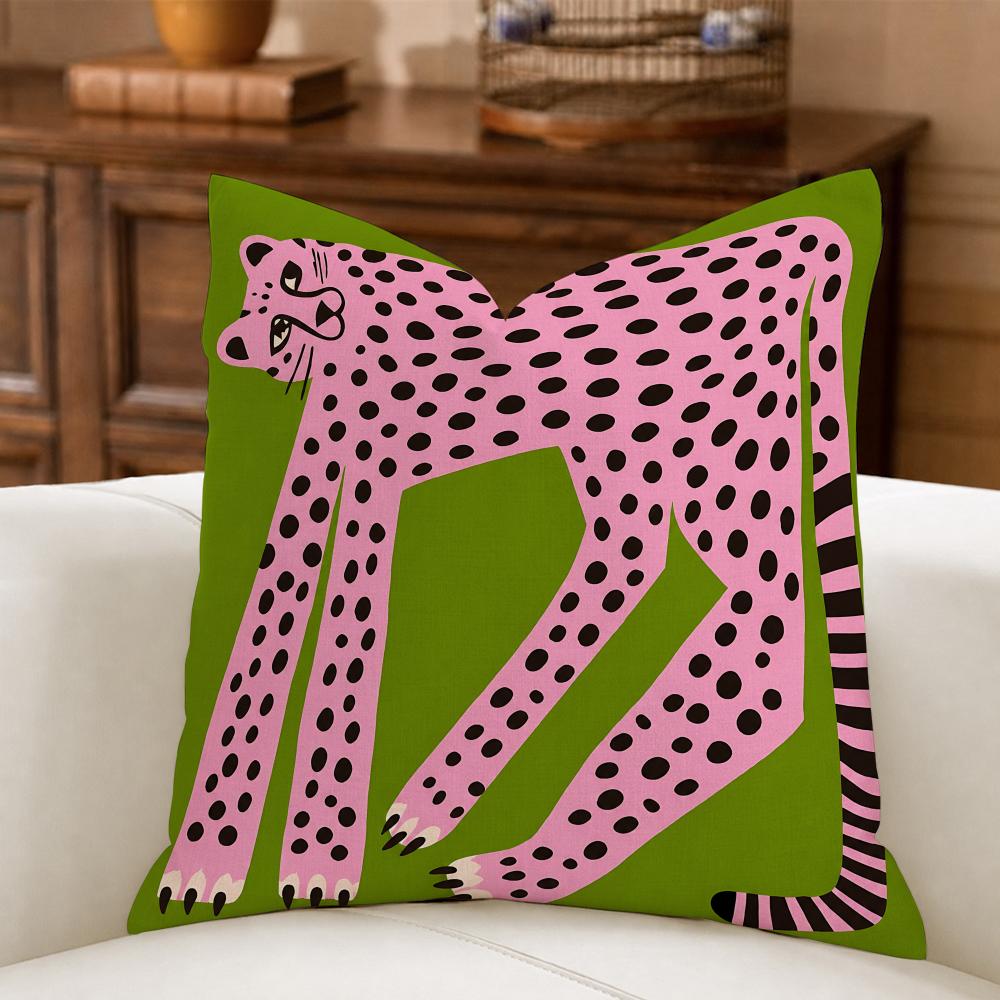 Polyester Retro 70s Animal Cushion Cover Natural Breathable Durable Printed Decor Pillow Case Sofa Bedroom Decor PillowCover