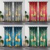 Elk Curtain Symbol Fortune Lucky Digital Print 3D Curtain Living Room Window Kitchen Curtain Bathroom Curtain Grommet Top 2PCS