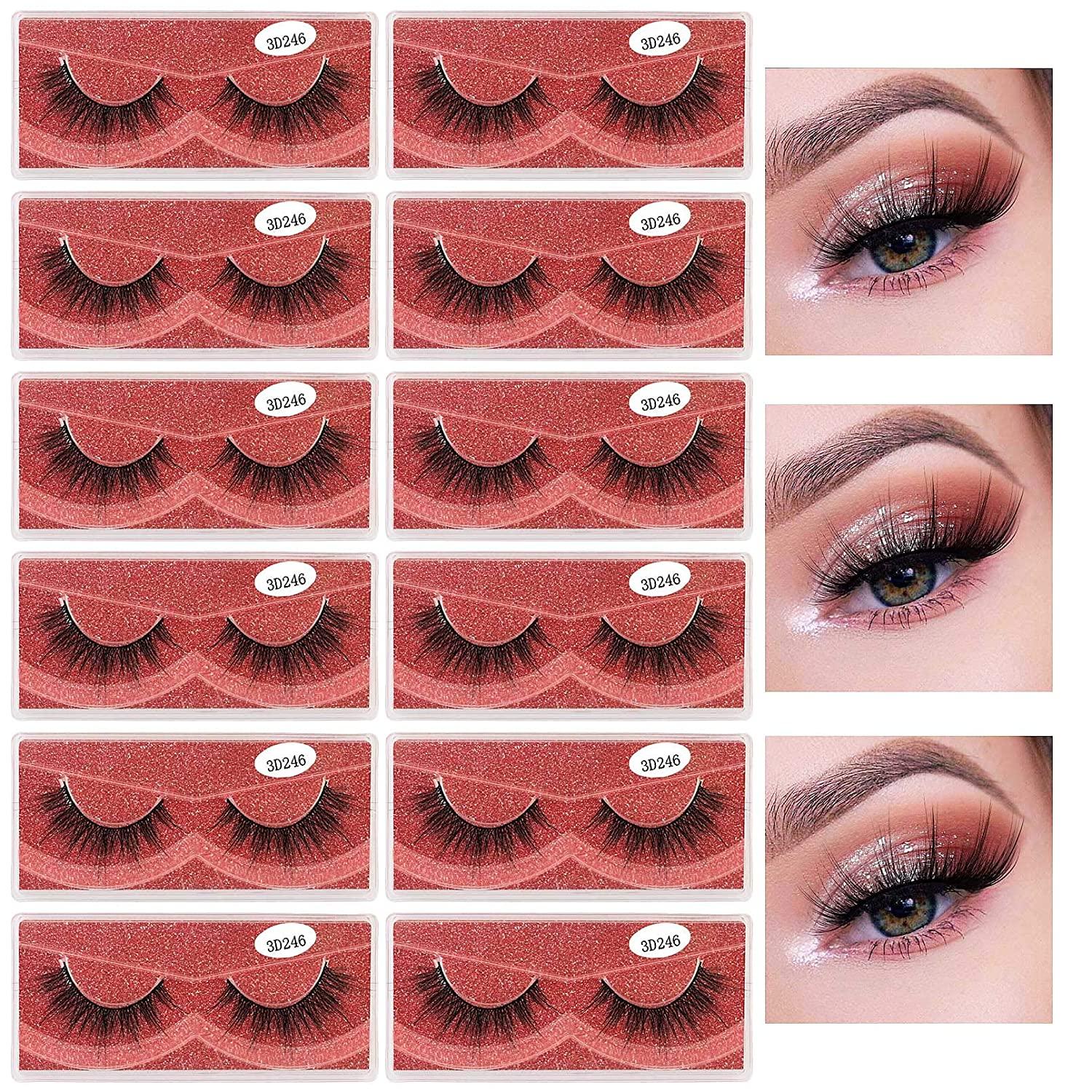 

12pairs Natural False Eyelashes Mink Lashes Eyelash Extension Beauty Glue Fake Lashes Wholesale Items Makeup Sets Make Up 1real