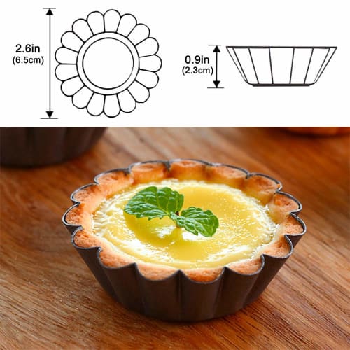 Culturaltu Egg Tart Pans, Mini Tart Pans, Set of 12 Muffin Cake Pans, Steel Mini Pie Pans, Muffin Baking Cups, Cupcake and Cookie Pans with Lined Pans