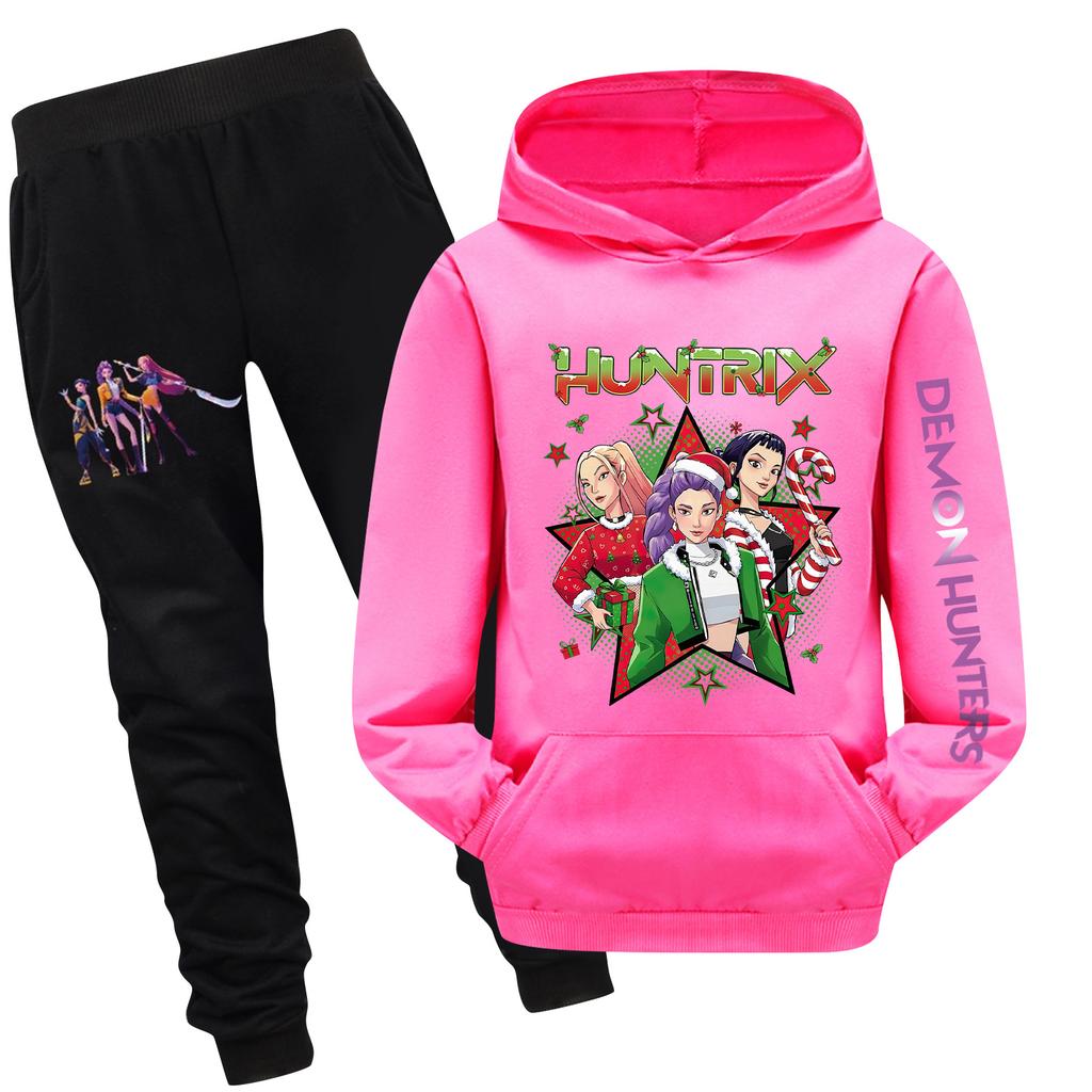 Children's Hooded Top And Pants Two-piece Tracksuit Set Long-sleeved Printed Sweatshirt Set