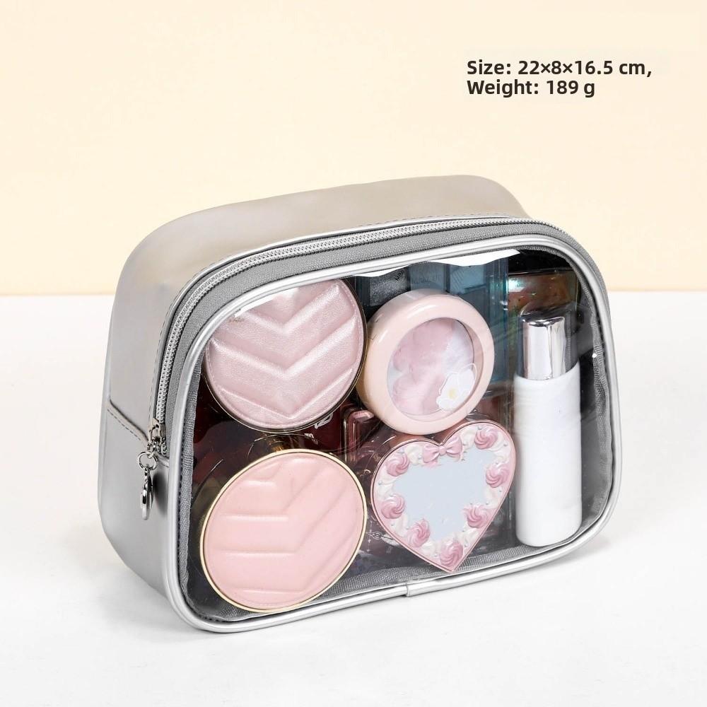 Large Capacity Storage Toiletry Bag PU PVC Clear Window Make Up Bag Waterproof Multifunctional Cosmetic Bag Travel