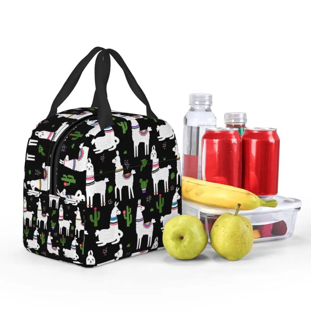 Alpaca Cartoon Patroon Geïsoleerde Lunchtas voor Kinderen School Koeltas Thermische Voedseldoos Draagbare Lunchboxen Container