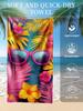 Tropical Sunglasses Beach Towel Single Sided 2D Print Soft Quick Dry Microfiber Beach Towel Pool Beach Travel Decor Vibrant Gift