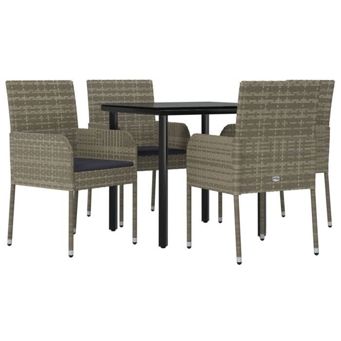 VidaXL Garden Dining Furniture and Cushions 5 Pcs Black and Grey 3185162