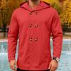 Men's Solid Color Mid Length Hooded Trench Coat Double Breasted Casual Sports Outerwear