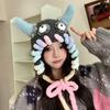 Cute and Funny Little Monster Wool Hat Women's Autumn and Winter Warm Knitted Plush Ear Protector Pullover Hat Shows Small Face