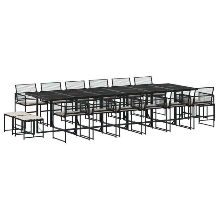 VidaXL 17 Pcs Garden Dining Set Black Cushions Wicker, Outdoor Dining Set, Dining Furniture of 3295022