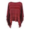 Women Autumn Winter Loose Knitwear Sweater O Neck Bat Sleeve Stripe Cardigan Cross Border Cloak