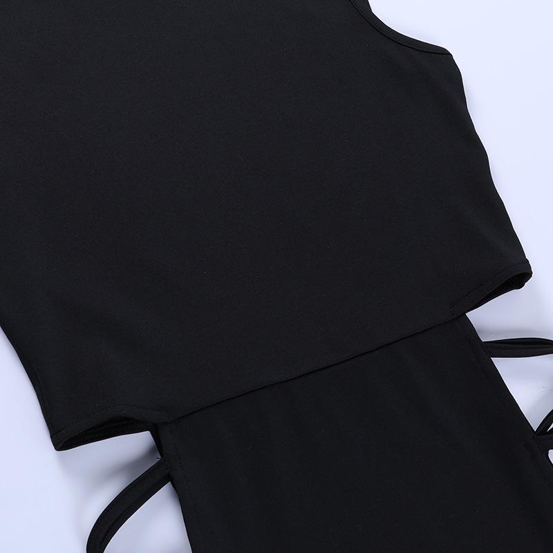 Abito sexy elegante con fasciatura nera senza maniche per abiti da canotta senza schienale per club party da donna, moda skinny estiva