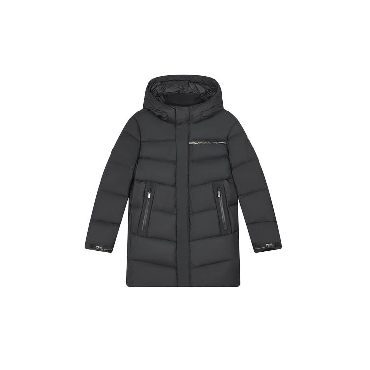 

FILA Mid-Length Fashion Casual Hooded Long Sleeve Down Jacket Men Outerwear Black F61M347904A-BK XXL