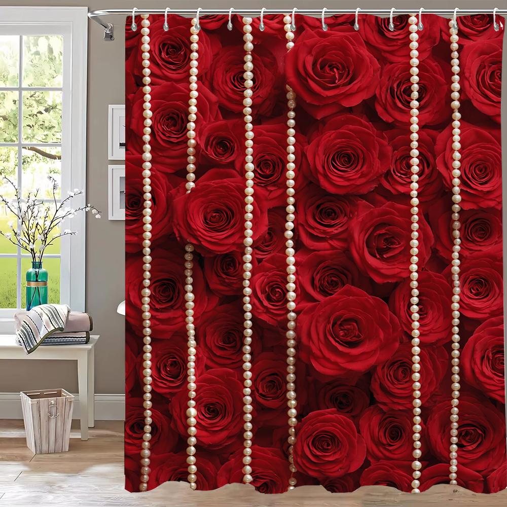 Modern Love Pink Bow Printed Shower Curtain Partition Privacy Hanging Home Decoration Curtain With Hooks Machine Washable