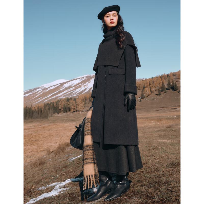 

Qiusbiyiren Women s Wool Cashmere Blend Double-Faced Coat L