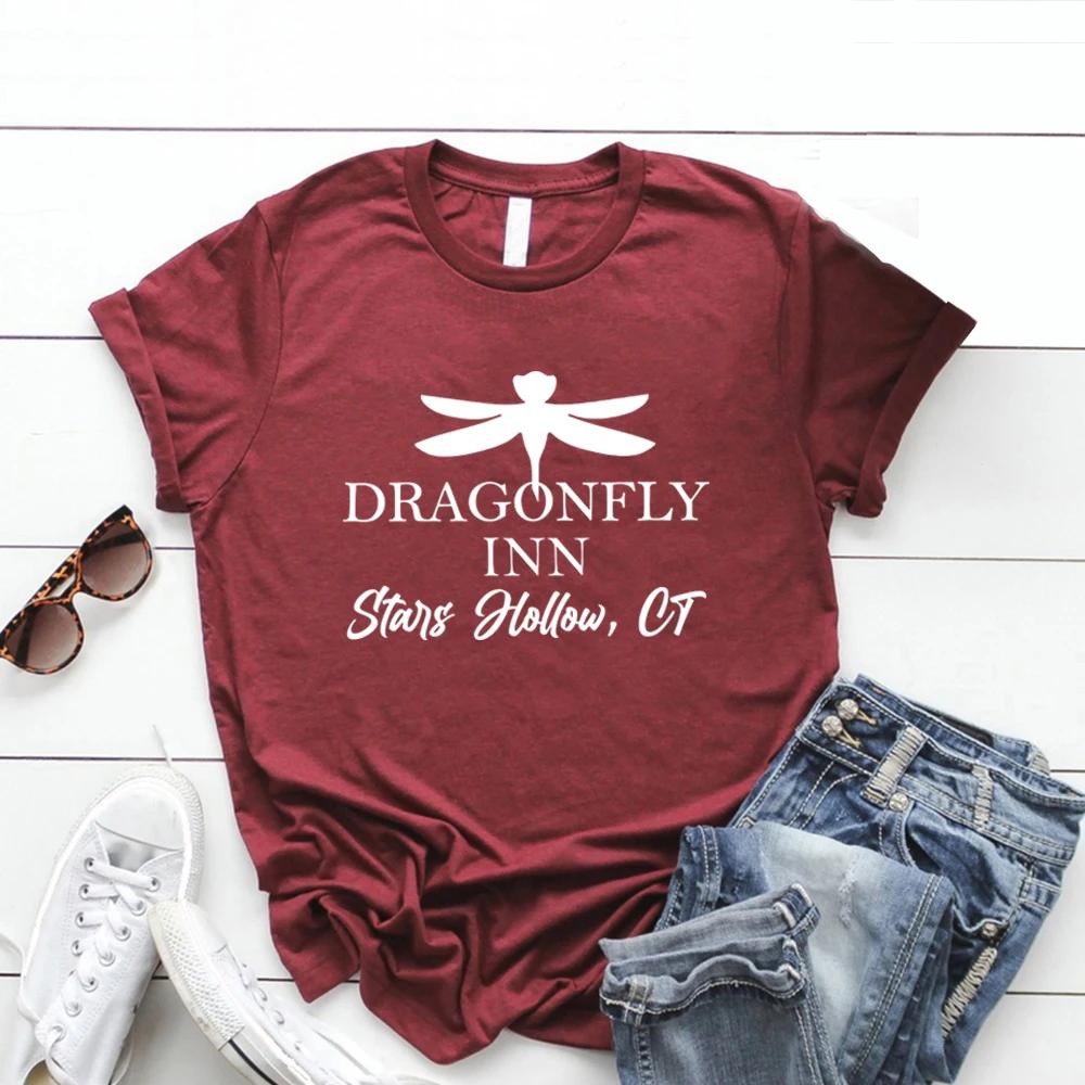 Dragonfly Inn T-Shirt Stars Hollow Shirts Women Short Sleeve Graphic T Shirts Gilmore Girls Inspired Tshirt Female Casual Tops