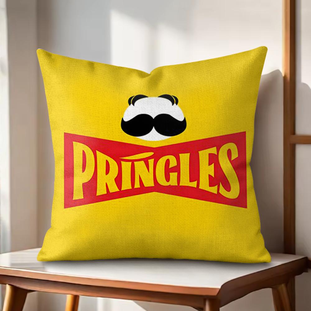 Classic PPringles Cushion Cover Natural Linen Organic Fabric DoubleSided Printing Couch Pillow Covers Home Decor