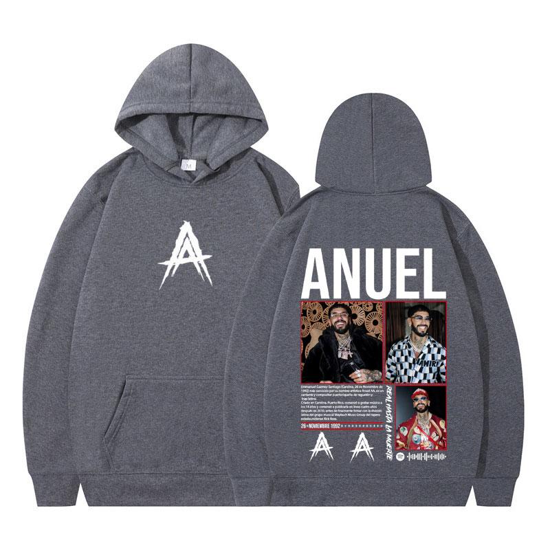 Rapper Anuel AA Album Tour 2025 Vintage Graphic Hoodie Men Women Harajuku Loose Pullover Long-sleeved Casual Hip-hop Sweatshirts