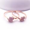 Color Gold Inlaid Zircon Petal Ring, Purple Gold Temperament Rose Gold Plated Open Ring.