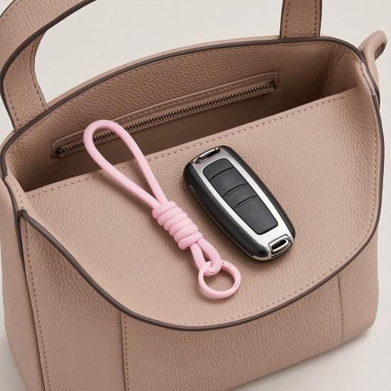 2Pcs Braided Rope Pendant Lightweight High-Elastic Keychain Holder with Reinforced Knot Design Macaron Color Mobile Phone Case Lanyard