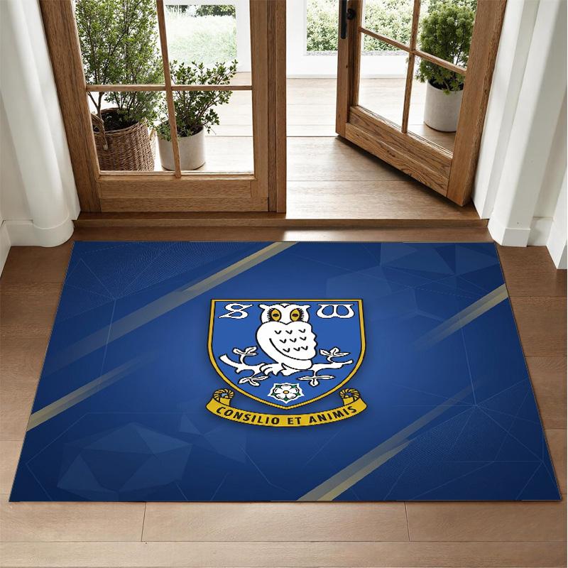 Sheffield Wednesday Design Crystal Velvet Rug Soft Decorative Mat for Bedroom Entrance