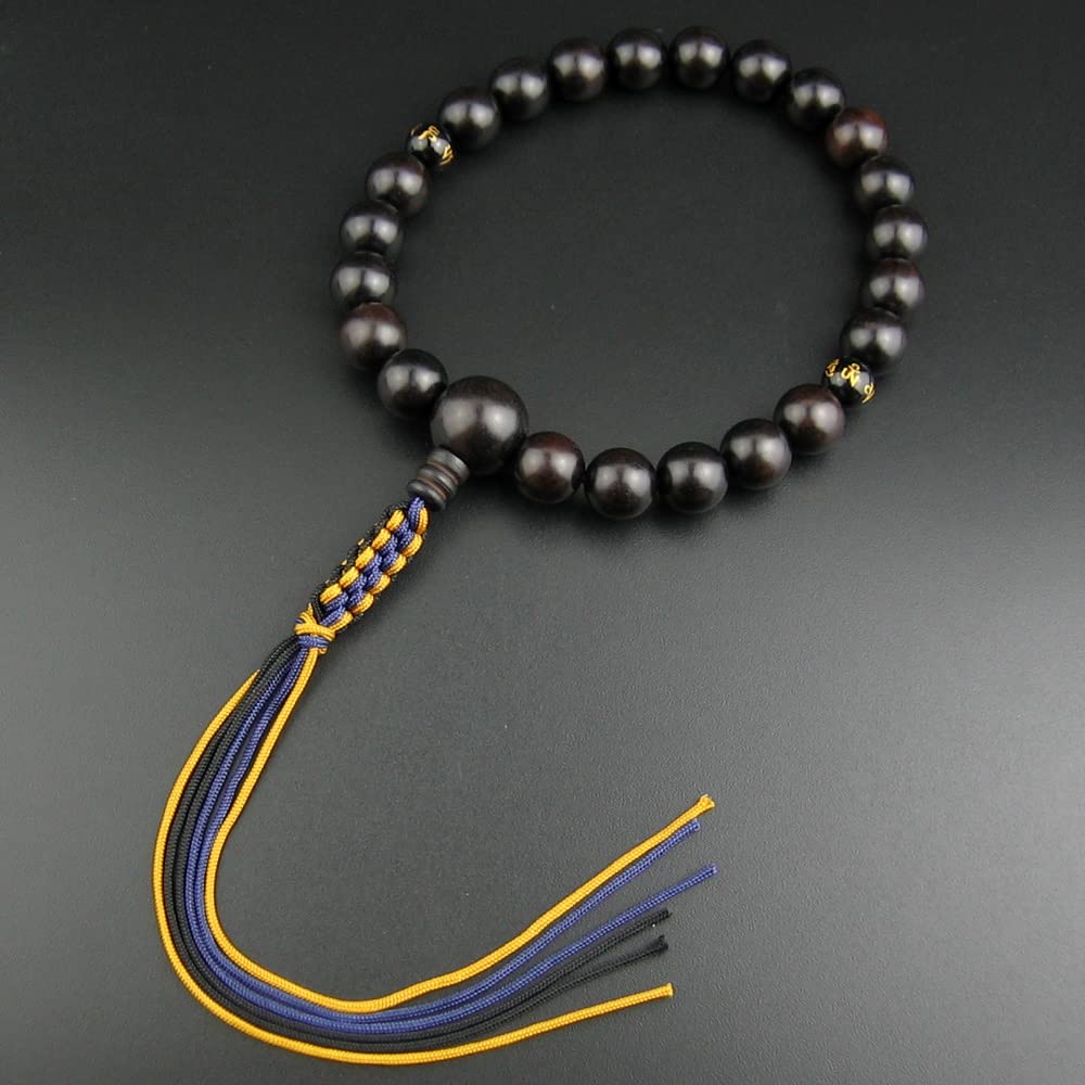 [WONDERFUL LOTUS Myorenka] Myorenka Buddhist Prayer Beads for Men, Jodo Shinshu, 22 Beads, Ebony, Two-Color Tassel, Buddhist Altar Accessories,